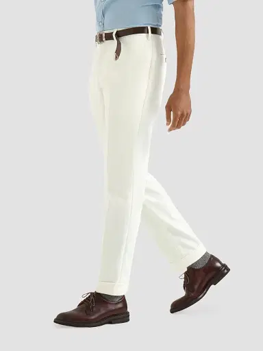Brunello Cucinelli Men's Cotton and Virgin Wool Gabardine Italian Fit Trousers - Panama | Thumbnail 3 Brunello Cucinelli Men's Cotton and Virgin Wool Gabardine Italian Fit Trousers - Panama | Thumbnail 3