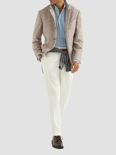 Brunello Cucinelli Men's Cotton and Virgin Wool Gabardine Italian Fit Trousers - Panama | Thumbnail 6 Brunello Cucinelli Men's Cotton and Virgin Wool Gabardine Italian Fit Trousers - Panama | Thumbnail 6