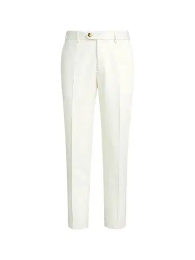 Brunello Cucinelli Men's Cotton and Virgin Wool Gabardine Italian Fit Trousers - Panama | Thumbnail 1 Brunello Cucinelli Men's Cotton and Virgin Wool Gabardine Italian Fit Trousers - Panama | Thumbnail 1
