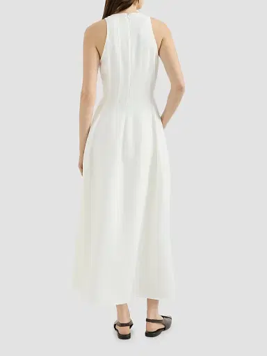 Brunello Cucinelli Women's Viscose and Linen Fluid Twill Dress - White - Size XXXL | Thumbnail 3 Brunello Cucinelli Women's Viscose and Linen Fluid Twill Dress - White - Size XXXL | Thumbnail 3