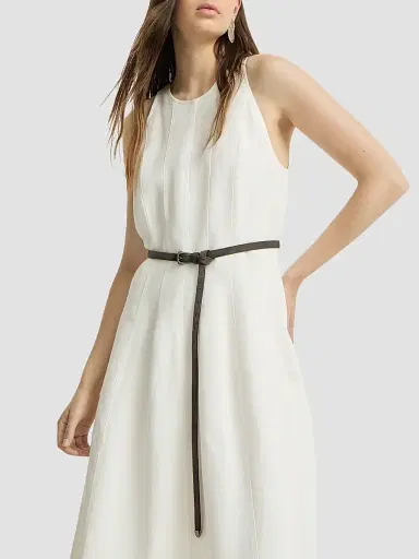 Brunello Cucinelli Women's Viscose and Linen Fluid Twill Dress - White - Size XXXL | Thumbnail 4 Brunello Cucinelli Women's Viscose and Linen Fluid Twill Dress - White - Size XXXL | Thumbnail 4