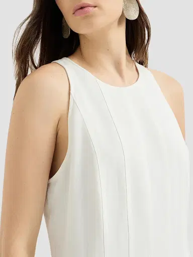 Brunello Cucinelli Women's Viscose and Linen Fluid Twill Dress - White - Size XXXL | Thumbnail 5 Brunello Cucinelli Women's Viscose and Linen Fluid Twill Dress - White - Size XXXL | Thumbnail 5