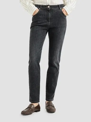 Brunello Cucinelli Women's Stretch Denim Slim Five-Pocket Jeans | Thumbnail 2 Brunello Cucinelli Women's Stretch Denim Slim Five-Pocket Jeans | Thumbnail 2