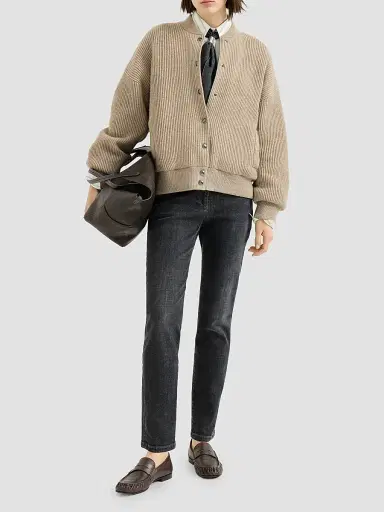 Brunello Cucinelli Women's Stretch Denim Slim Five-Pocket Jeans | Thumbnail 6 Brunello Cucinelli Women's Stretch Denim Slim Five-Pocket Jeans | Thumbnail 6