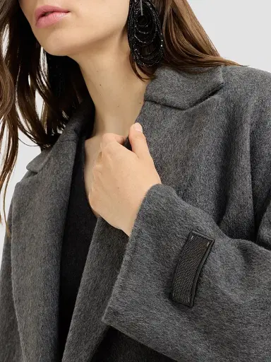 Brunello Cucinelli Women's Cashmere Double Beaver Cloth Pea Coat - Anthracite | Thumbnail 5 Brunello Cucinelli Women's Cashmere Double Beaver Cloth Pea Coat - Anthracite | Thumbnail 5