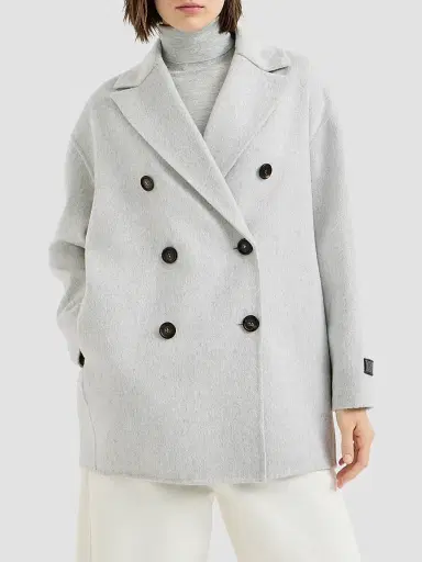 Brunello Cucinelli Women's Cashmere Double Beaver Cloth Pea Coat | Thumbnail 2 Brunello Cucinelli Women's Cashmere Double Beaver Cloth Pea Coat | Thumbnail 2
