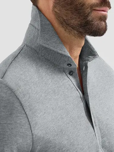 Brunello Cucinelli Men's Cotton Jersey Long Sleeve Polo Shirt | Thumbnail 4 Brunello Cucinelli Men's Cotton Jersey Long Sleeve Polo Shirt | Thumbnail 4