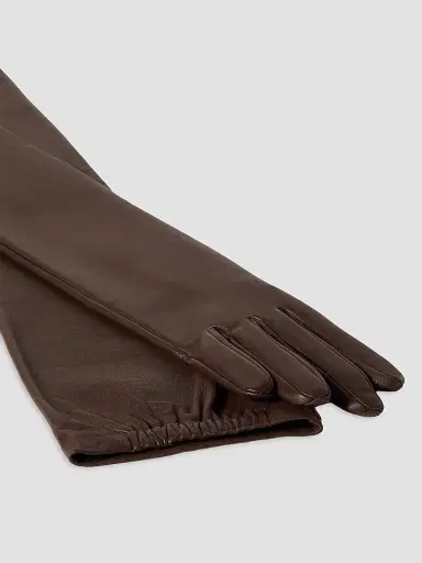 Brunello Cucinelli Women's Nappa Leather Long Gloves - Rust Brown | Thumbnail 3 Brunello Cucinelli Women's Nappa Leather Long Gloves - Rust Brown | Thumbnail 3
