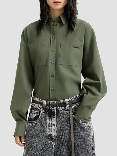 Brunello Cucinelli Women's Tropical Luxury Wool Shirt | Thumbnail 2 Brunello Cucinelli Women's Tropical Luxury Wool Shirt | Thumbnail 2