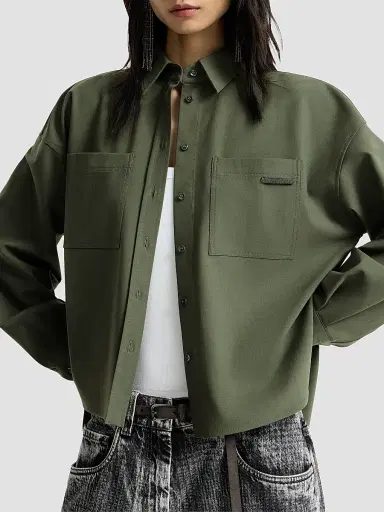 Brunello Cucinelli Women's Tropical Luxury Wool Shirt | Thumbnail 4 Brunello Cucinelli Women's Tropical Luxury Wool Shirt | Thumbnail 4