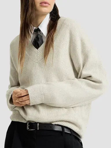 Brunello Cucinelli Women's Cashmere and Silk Diamond Yarn Sweater - | Thumbnail 5 Brunello Cucinelli Women's Cashmere and Silk Diamond Yarn Sweater - | Thumbnail 5
