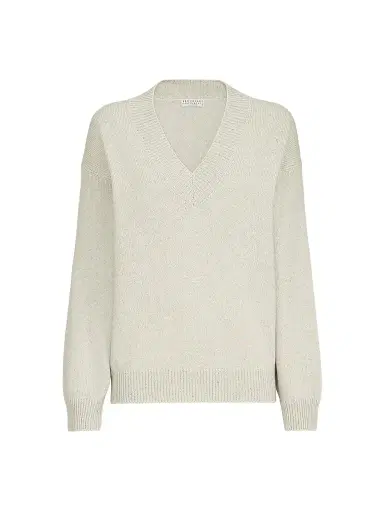 Brunello Cucinelli Women's Cashmere and Silk Diamond Yarn Sweater - | Thumbnail 1 Brunello Cucinelli Women's Cashmere and Silk Diamond Yarn Sweater - | Thumbnail 1