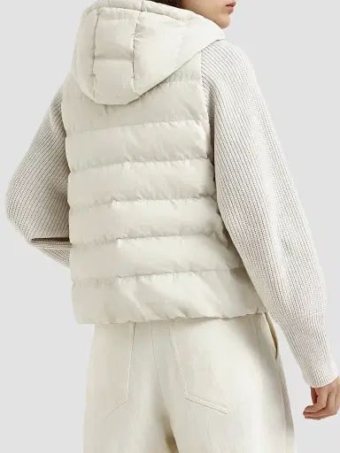 Brunello Cucinelli Women's Water-Resistant Matte Nylon Hooded Down Jacket | Thumbnail 3 Brunello Cucinelli Women's Water-Resistant Matte Nylon Hooded Down Jacket | Thumbnail 3
