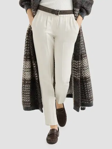 Brunello Cucinelli Women's Silk and Acetate Crêpe Cady Tailored Jogger Trousers | Thumbnail 4 Brunello Cucinelli Women's Silk and Acetate Crêpe Cady Tailored Jogger Trousers | Thumbnail 4
