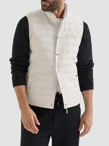 Brunello Cucinelli Men's Bonded Taffeta Lightweight Down Vest | Thumbnail 2 Brunello Cucinelli Men's Bonded Taffeta Lightweight Down Vest | Thumbnail 2