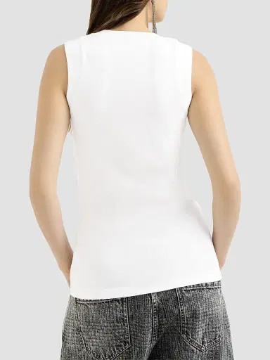 Brunello Cucinelli Women's Stretch Cotton Jersey T-Shirt with Precious Faux-Layering - White | Thumbnail 3 Brunello Cucinelli Women's Stretch Cotton Jersey T-Shirt with Precious Faux-Layering - White | Thumbnail 3