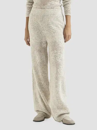 Brunello Cucinelli Women's Lace Flowers Knit Track Trousers - Buff - Size Medium | Thumbnail 2 Brunello Cucinelli Women's Lace Flowers Knit Track Trousers - Buff - Size Medium | Thumbnail 2