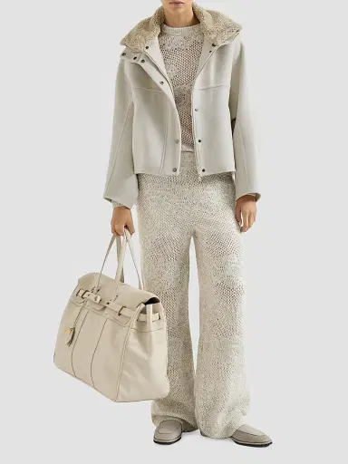 Brunello Cucinelli Women's Lace Flowers Knit Track Trousers - Buff - Size Medium | Thumbnail 6 Brunello Cucinelli Women's Lace Flowers Knit Track Trousers - Buff - Size Medium | Thumbnail 6