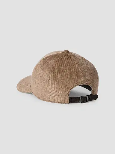 Brunello Cucinelli Women's Fluid Corduroy Baseball Cap with Shiny Band - Cappuccino | Thumbnail 2 Brunello Cucinelli Women's Fluid Corduroy Baseball Cap with Shiny Band - Cappuccino | Thumbnail 2