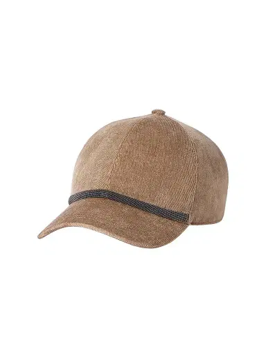 Brunello Cucinelli Women's Fluid Corduroy Baseball Cap with Shiny Band - Cappuccino | Thumbnail 1 Brunello Cucinelli Women's Fluid Corduroy Baseball Cap with Shiny Band - Cappuccino | Thumbnail 1