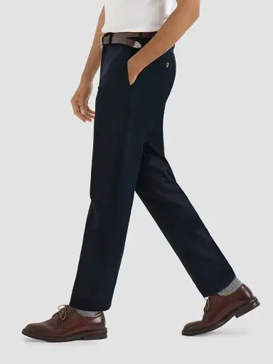 Brunello Cucinelli Men's Cotton and Virgin Wool Gabardine Italian Fit Trousers - Blue | Thumbnail 3 Brunello Cucinelli Men's Cotton and Virgin Wool Gabardine Italian Fit Trousers - Blue | Thumbnail 3