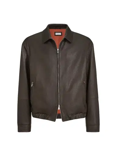 Brunello Cucinelli Men's Nappa Leather Outerwear Jacket | Thumbnail 1 Brunello Cucinelli Men's Nappa Leather Outerwear Jacket | Thumbnail 1