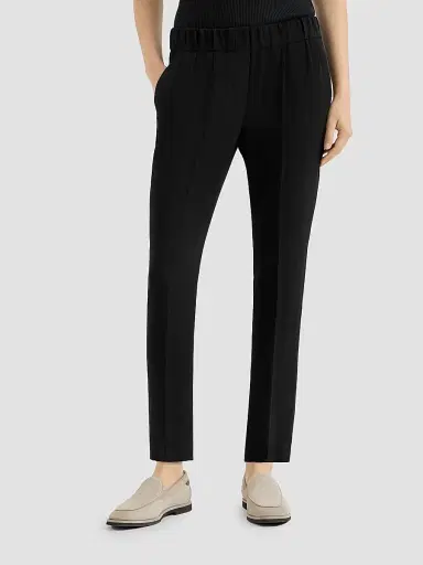 Brunello Cucinelli Women's Silk and Acetate Crêpe Cady Tailored Jogger Trousers | Thumbnail 2 Brunello Cucinelli Women's Silk and Acetate Crêpe Cady Tailored Jogger Trousers | Thumbnail 2