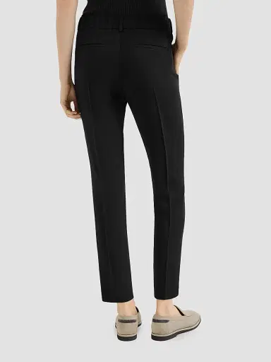 Brunello Cucinelli Women's Silk and Acetate Crêpe Cady Tailored Jogger Trousers | Thumbnail 3 Brunello Cucinelli Women's Silk and Acetate Crêpe Cady Tailored Jogger Trousers | Thumbnail 3