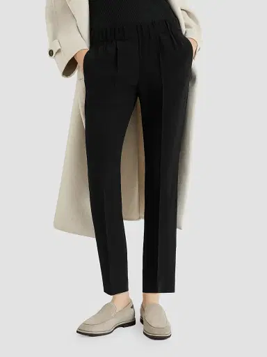 Brunello Cucinelli Women's Silk and Acetate Crêpe Cady Tailored Jogger Trousers | Thumbnail 4 Brunello Cucinelli Women's Silk and Acetate Crêpe Cady Tailored Jogger Trousers | Thumbnail 4