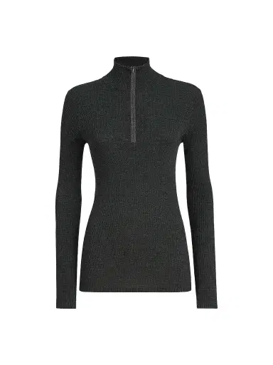 Brunello Cucinelli Women's Virgin Wool and Cashmere Lightweight Ribbed Turtleneck Sweater - Anthracite | Thumbnail 1 Brunello Cucinelli Women's Virgin Wool and Cashmere Lightweight Ribbed Turtleneck Sweater - Anthracite | Thumbnail 1