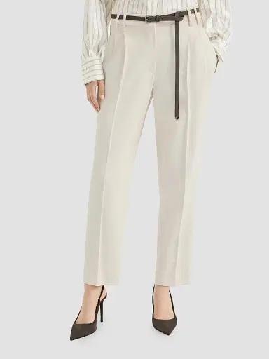 Brunello Cucinelli Women's Comfort Viscose Couture Twill Slouchy Trousers | Thumbnail 2 Brunello Cucinelli Women's Comfort Viscose Couture Twill Slouchy Trousers | Thumbnail 2