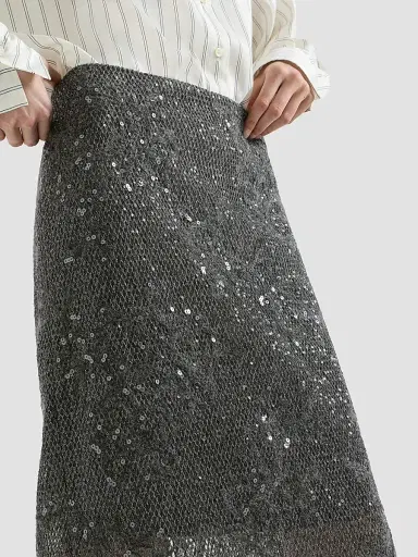 Brunello Cucinelli Women's Dazzling Lace Embroidery Pencil Skirt | Thumbnail 4 Brunello Cucinelli Women's Dazzling Lace Embroidery Pencil Skirt | Thumbnail 4