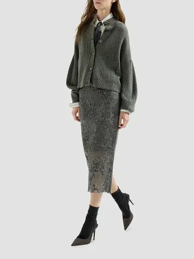 Brunello Cucinelli Women's Dazzling Lace Embroidery Pencil Skirt | Thumbnail 5 Brunello Cucinelli Women's Dazzling Lace Embroidery Pencil Skirt | Thumbnail 5