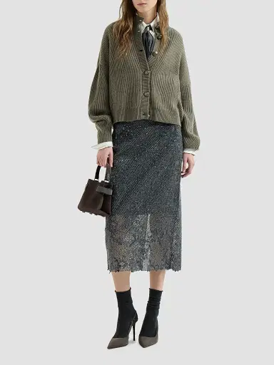 Brunello Cucinelli Women's Dazzling Lace Embroidery Pencil Skirt | Thumbnail 6 Brunello Cucinelli Women's Dazzling Lace Embroidery Pencil Skirt | Thumbnail 6