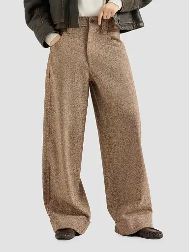 Brunello Cucinelli Women's Virgin Wool Donegal Baggy Five-Pocket Trousers - Cappuccino | Thumbnail 3 Brunello Cucinelli Women's Virgin Wool Donegal Baggy Five-Pocket Trousers - Cappuccino | Thumbnail 3