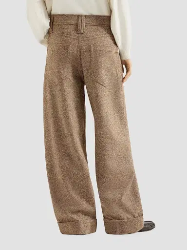 Brunello Cucinelli Women's Virgin Wool Donegal Baggy Five-Pocket Trousers - Cappuccino | Thumbnail 4 Brunello Cucinelli Women's Virgin Wool Donegal Baggy Five-Pocket Trousers - Cappuccino | Thumbnail 4