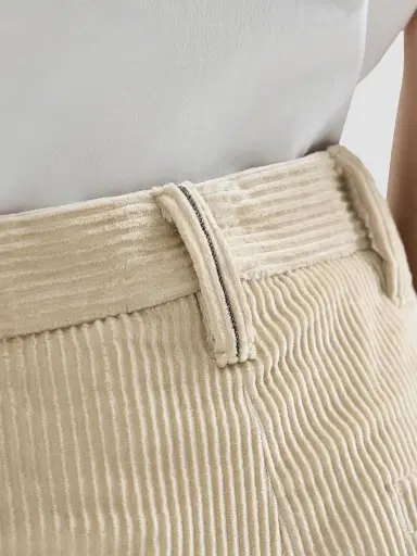 Brunello Cucinelli Women's Cotton Corduroy Wide Flare Trousers - Cream | Thumbnail 5 Brunello Cucinelli Women's Cotton Corduroy Wide Flare Trousers - Cream | Thumbnail 5