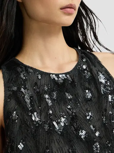 Brunello Cucinelli Women's Crispy Silk Top with Dazzling Lynx Embroidery | Thumbnail 4 Brunello Cucinelli Women's Crispy Silk Top with Dazzling Lynx Embroidery | Thumbnail 4