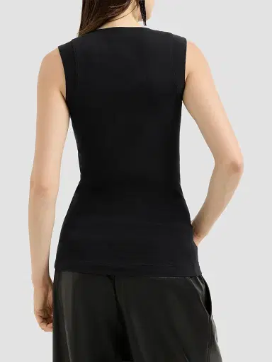 Brunello Cucinelli Women's Stretch Cotton Jersey T-Shirt with Precious Faux-Layering - Black | Thumbnail 3 Brunello Cucinelli Women's Stretch Cotton Jersey T-Shirt with Precious Faux-Layering - Black | Thumbnail 3