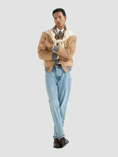 Brunello Cucinelli Men's Suede Bomber Jacket with Thermore Padding - Sand | Thumbnail 6 Brunello Cucinelli Men's Suede Bomber Jacket with Thermore Padding - Sand | Thumbnail 6
