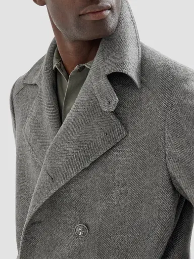 Brunello Cucinelli Men's Cashmere Chevron Flannel One-and-a Half Breasted Coat | Thumbnail 5 Brunello Cucinelli Men's Cashmere Chevron Flannel One-and-a Half Breasted Coat | Thumbnail 5