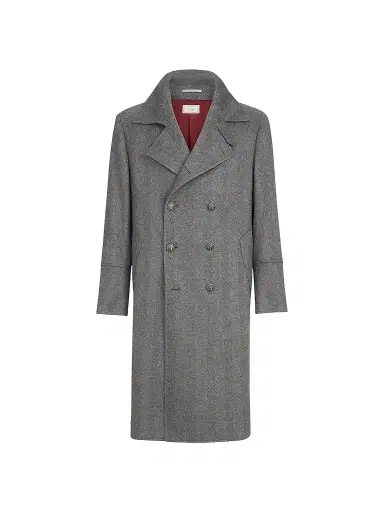Brunello Cucinelli Men's Cashmere Chevron Flannel One-and-a Half Breasted Coat | Thumbnail 1 Brunello Cucinelli Men's Cashmere Chevron Flannel One-and-a Half Breasted Coat | Thumbnail 1