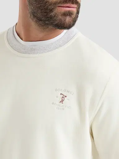Brunello Cucinelli Men's Cotton French Terry Sweatshirt With Embroidery - Off White | Thumbnail 5 Brunello Cucinelli Men's Cotton French Terry Sweatshirt With Embroidery - Off White | Thumbnail 5