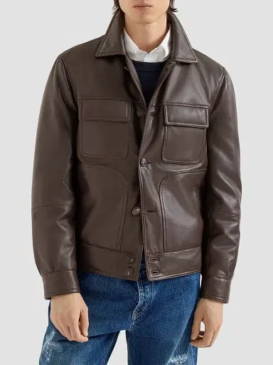 Brunello Cucinelli Men's Nappa Leather Outerwear Jacket with Thermore Padding | Thumbnail 2 Brunello Cucinelli Men's Nappa Leather Outerwear Jacket with Thermore Padding | Thumbnail 2