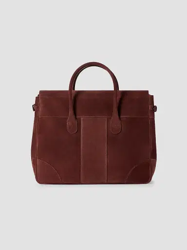 Brunello Cucinelli Men's Suede Boston Bag - Burgundy | Thumbnail 3 Brunello Cucinelli Men's Suede Boston Bag - Burgundy | Thumbnail 3
