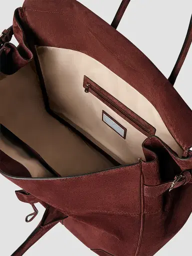 Brunello Cucinelli Men's Suede Boston Bag - Burgundy | Thumbnail 5 Brunello Cucinelli Men's Suede Boston Bag - Burgundy | Thumbnail 5