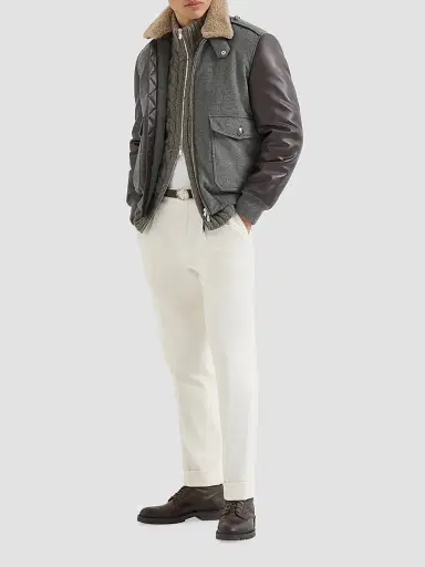 Brunello Cucinelli Men's Cable Knit Cardigan in Cashmere Feather Yarn | Thumbnail 6 Brunello Cucinelli Men's Cable Knit Cardigan in Cashmere Feather Yarn | Thumbnail 6
