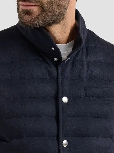 Brunello Cucinelli Men's Lightweight Cashmere Flannel Down Vest - Dark Grey | Thumbnail 5 Brunello Cucinelli Men's Lightweight Cashmere Flannel Down Vest - Dark Grey | Thumbnail 5