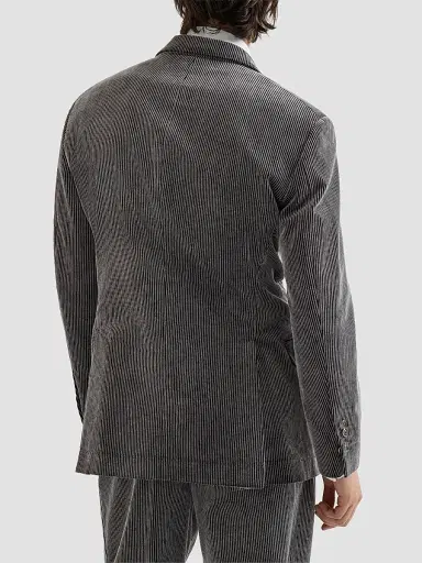 Brunello Cucinelli Men's Frosted Cotton Corduroy One-and-a-Half Breasted Tailor Blazer - Grey | Thumbnail 3 Brunello Cucinelli Men's Frosted Cotton Corduroy One-and-a-Half Breasted Tailor Blazer - Grey | Thumbnail 3