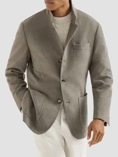 Brunello Cucinelli Men's Lightweight Water-Resistant Cashmere Outerwear Blazer - Military - Size XXXXL | Thumbnail 2 Brunello Cucinelli Men's Lightweight Water-Resistant Cashmere Outerwear Blazer - Military - Size XXXXL | Thumbnail 2